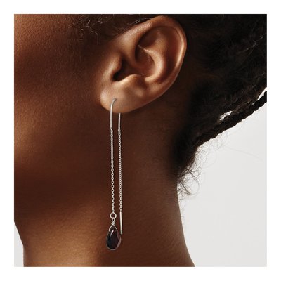Sterling Silver Dark Olivine Quartz Threader Earrings – view 4