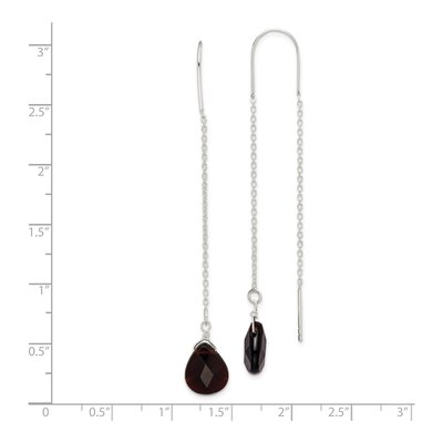 Sterling Silver Dark Olivine Quartz Threader Earrings – view 5