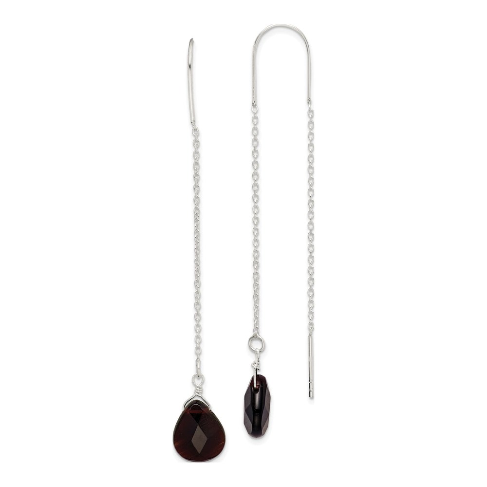 Sterling Silver Dark Olivine Quartz Threader Earrings