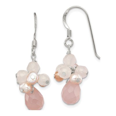 Sterling Silver Pink Freshwater Cultured Pearl Dangle Earrings