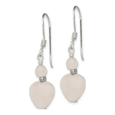 Sterling Silver Quartz Heart Dangle Earrings – view 3