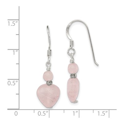 Sterling Silver Quartz Heart Dangle Earrings – view 5