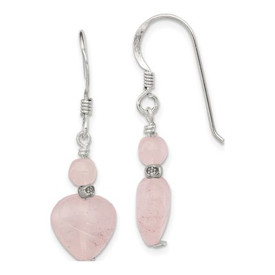 Sterling Silver Quartz Heart Dangle Earrings