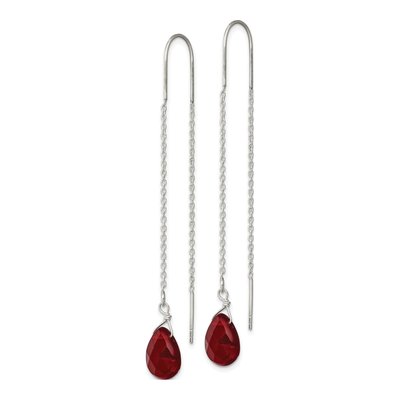 Sterling Silver Crystal Teardrop Threader Earrings – view 3