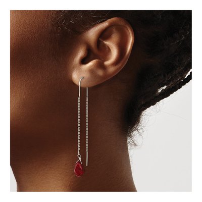 Sterling Silver Crystal Teardrop Threader Earrings – view 4