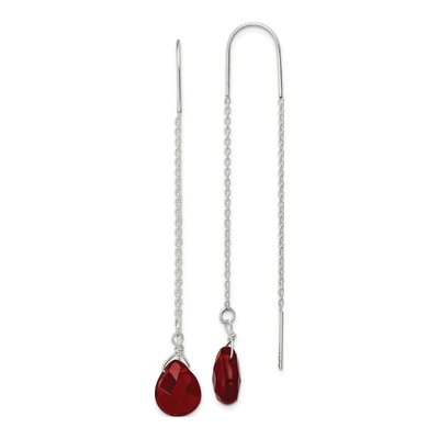 Sterling Silver Crystal Teardrop Threader Earrings
