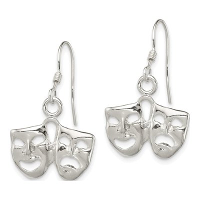 Sterling Silver Comedy Tragedy Drama Mask Dangle Earrings – view 3