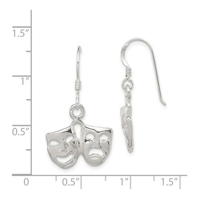 Sterling Silver Comedy Tragedy Drama Mask Dangle Earrings – view 5