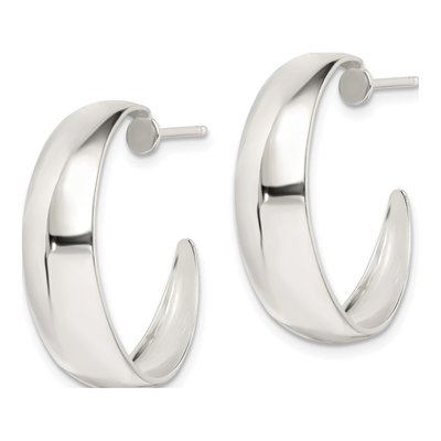 Sterling Silver 23mm J- Hoop Earrings – view 3