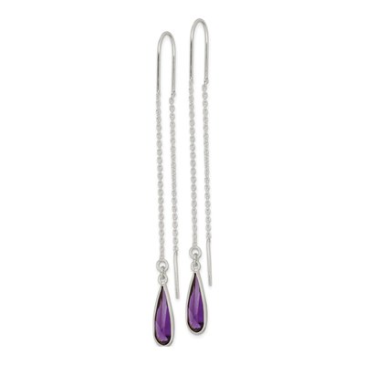 Sterling Silver CZ Teardrop Threader Earrings – view 3