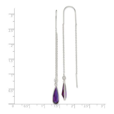 Sterling Silver CZ Teardrop Threader Earrings – view 5