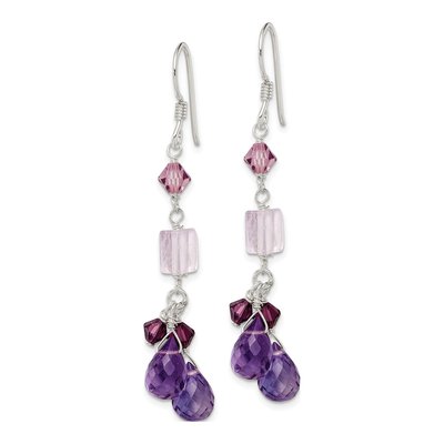 Sterling Silver Amethyst & Crystal Dangle Earrings – view 3