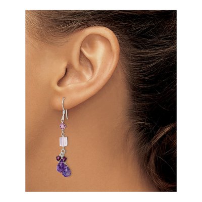Sterling Silver Amethyst & Crystal Dangle Earrings – view 4
