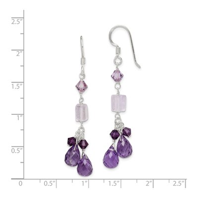 Sterling Silver Amethyst & Crystal Dangle Earrings – view 5