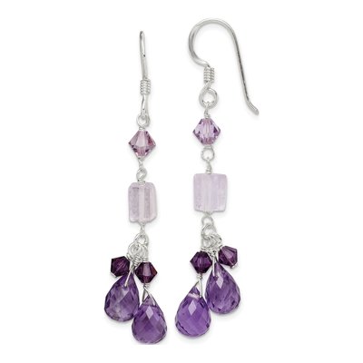 Sterling Silver Amethyst & Crystal Dangle Earrings