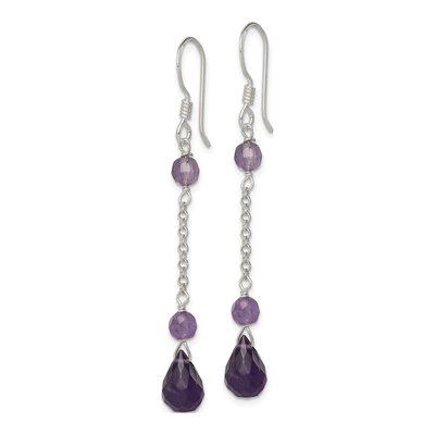 Sterling Silver Amethyst Teardrop Dangle Earrings – view 3