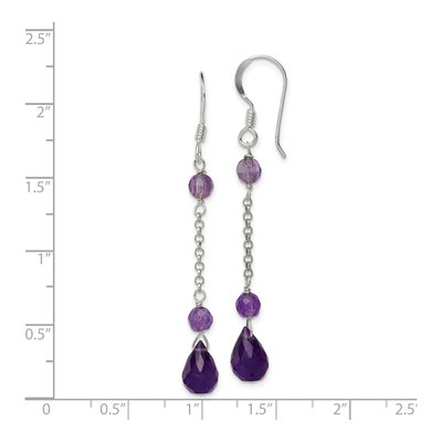 Sterling Silver Amethyst Teardrop Dangle Earrings – view 5