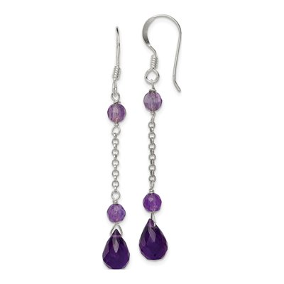 Sterling Silver Amethyst Teardrop Dangle Earrings
