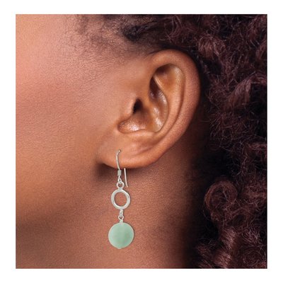 Sterling Silver Amazonite Circle Dangle Earrings – view 4