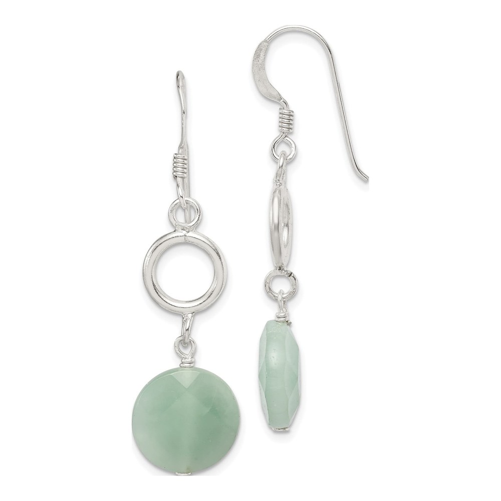 Sterling Silver Amazonite Circle Dangle Earrings
