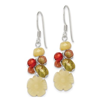 Sterling Silver Peridot Floral Multi-Gemstone Dangle Earrings – view 3