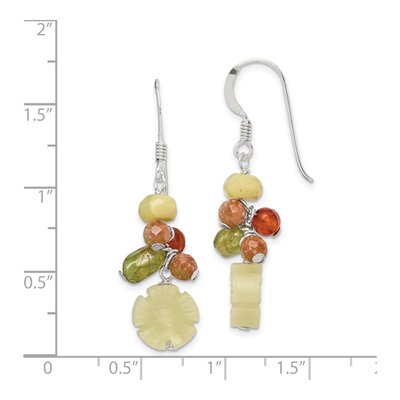 Sterling Silver Peridot Floral Multi-Gemstone Dangle Earrings – view 5
