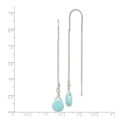 Sterling Silver Blue Agate Teardrop Threader Earrings – view 5