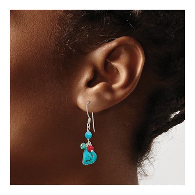 Sterling Silver Turquoise Howlite Coral Dangle Earrings – view 4