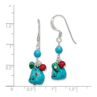 Sterling Silver Turquoise Howlite Coral Dangle Earrings – view 5