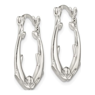 Sterling Silver 25mm Dolphin Round Hoop Earrings – view 3