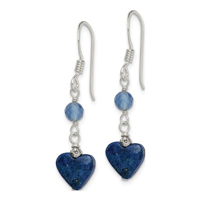 Sterling Silver Agate Heart Dangle Earrings – view 3