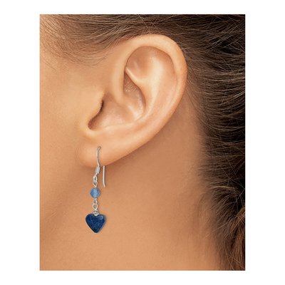 Sterling Silver Agate Heart Dangle Earrings – view 4