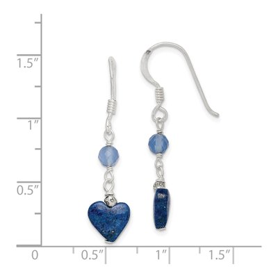 Sterling Silver Agate Heart Dangle Earrings – view 5