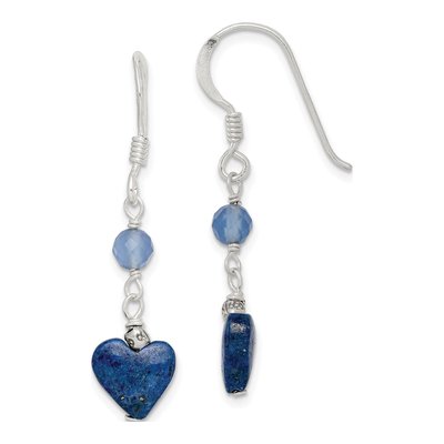 Sterling Silver Agate Heart Dangle Earrings