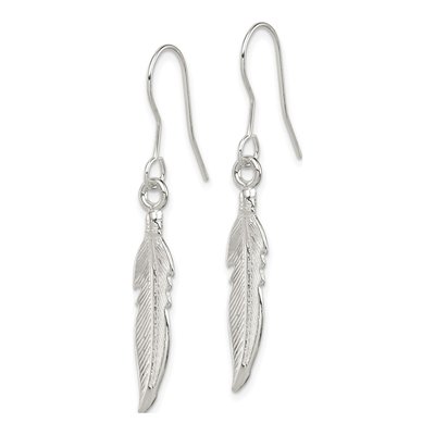 Sterling Silver Feather Dangle Earrings – view 3