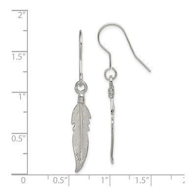 Sterling Silver Feather Dangle Earrings – view 5