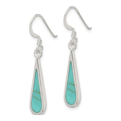 Sterling Silver Turquoise Teardrop Dangle Earrings – view 3