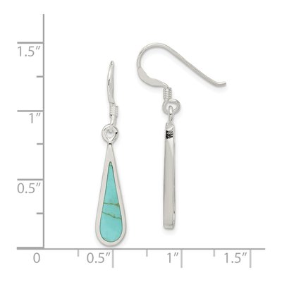 Sterling Silver Turquoise Teardrop Dangle Earrings – view 5