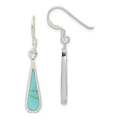 Sterling Silver Turquoise Teardrop Dangle Earrings