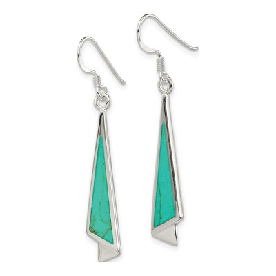 Sterling Silver Turquoise Triangle Dangle Earrings – view 3