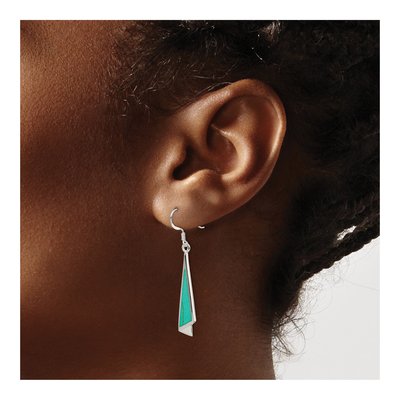 Sterling Silver Turquoise Triangle Dangle Earrings – view 4