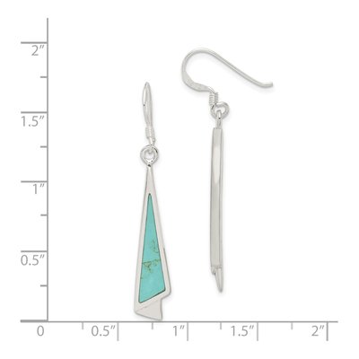 Sterling Silver Turquoise Triangle Dangle Earrings – view 5