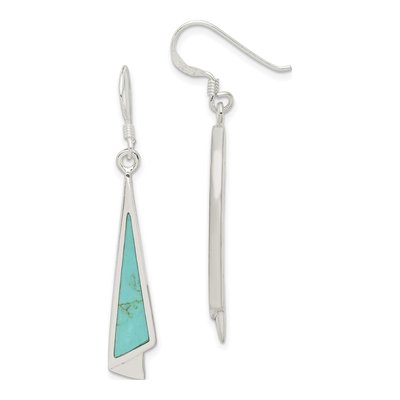 Sterling Silver Turquoise Triangle Dangle Earrings