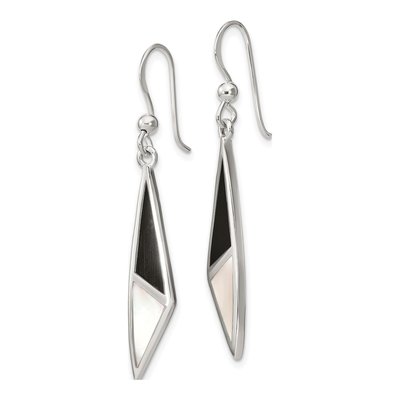 Sterling Silver Mother of Pearl & Onyx Dangle Earrings – view 2