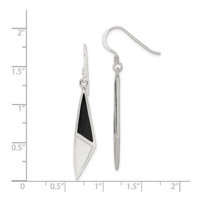 Sterling Silver Mother of Pearl & Onyx Dangle Earrings – view 4