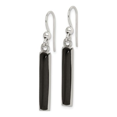 Sterling Silver Onyx Bar Dangle Earrings – view 3