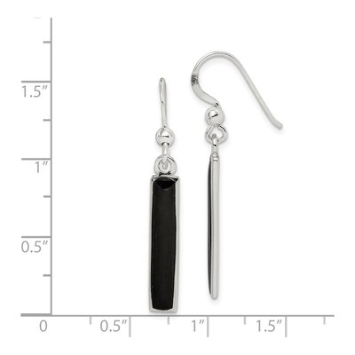 Sterling Silver Onyx Bar Dangle Earrings – view 5