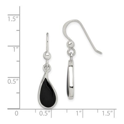 Sterling Silver Onyx Teardrop Dangle Earrings – view 5
