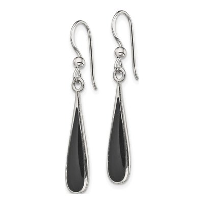 Sterling Silver Onyx Teardrop Dangle Earrings – view 3