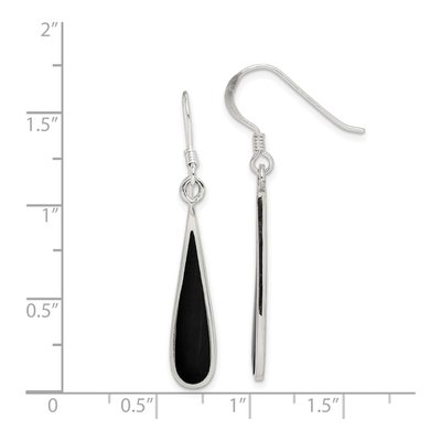Sterling Silver Onyx Teardrop Dangle Earrings – view 5